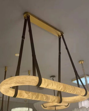 Luxiono Lighting LED Marble Design Leather Pendant Light, Suitable for Restaurant and Hotel Lighting fixtures,Modern