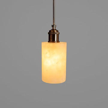 Luxiono Lighting Handcrafetd Marble Cylendrical Hanging Light| LED Holder e-27| Eco Friendly Lighting| Stylish Marble Pendant Light, Metal Base, Cylindrical Glass Shade| Made in India (Bulb Included)