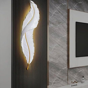 Feather Wall Lamp with 3-Color LED – 22W Modern Light | Decor Chronicle
