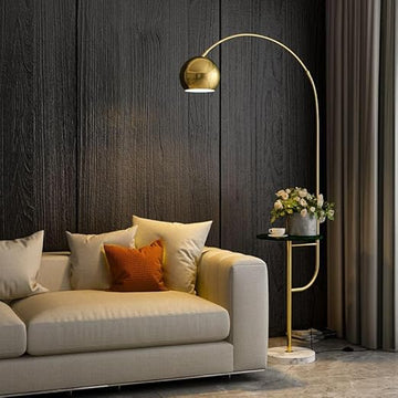 Luxiono Lighting Gold Metal Floor lamp with Table Living Room Light for Home Lighting Standing lamp - Gold