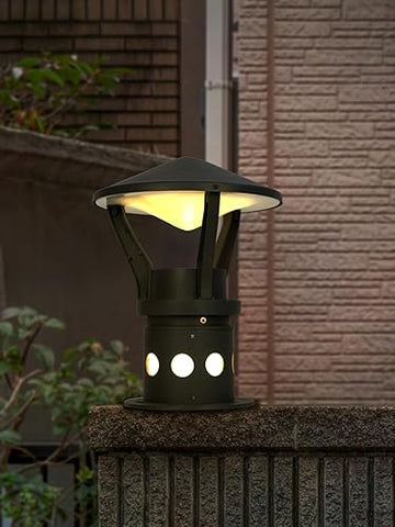 Luxiono Lighting Modern Round-Conical Grey Polka-Dotted Small 15 Inch Cast Aluminum Outdoor Gate Pillar Light Post Lamp