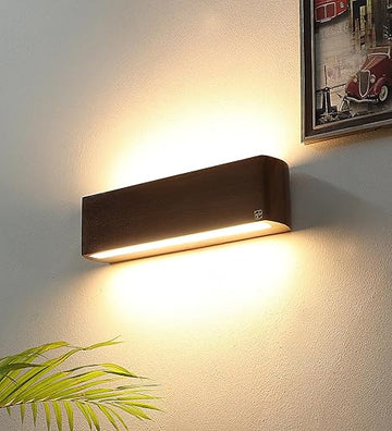 Luxiono Lighting Sheesham Wood Up-Down 2 Way Wall Light Lamp 10W Warm White LED