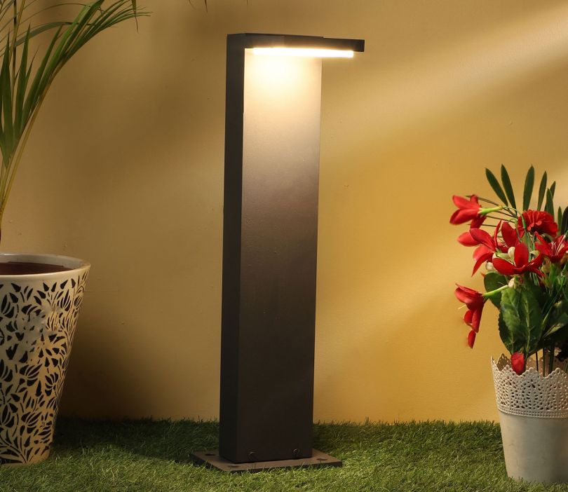 Luxiono Lighting L-Shaped Bollard Garden Light | Black Square Led Outdoor Post Light | Ip65 Household Waterproof Pole Lantern Lamp Pillar Lights