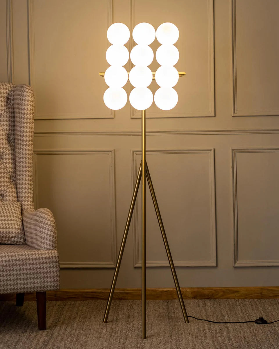 Luxiono Lighting Flood Light 12-Light Frosted Globe Floor Lamp