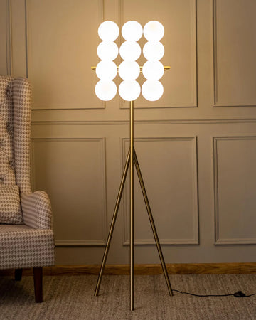 Luxiono Lighting Flood Light 12-Light Frosted Globe Floor Lamp