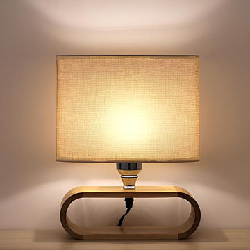 Luxiono Lighting Wood Table Lamp French Country Rustic Bedside Desk Nightstand Lamp for Bedroom Living Room Office LED Bulb Included, (Walnut Oblong, Oval)