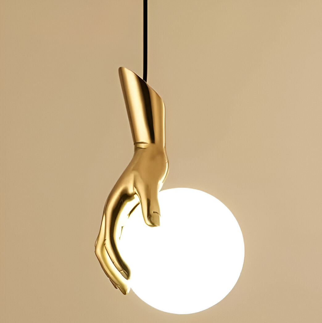 Modern Golden Hand Pendant Light – Artistic Globe Hanging Lamp for Living Room, Café, Bar & Creative Interiors