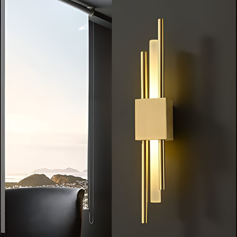 LED Gold Long Acrylic Tube Glass Dim Wall Light Modern Wall Light - Tricolor | Luxiono Lighting