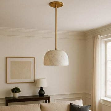 Luxiono Lighting Marble Bowl Pendant Light – Luxury Dome LED Hanging Lamp | 7” Dome Ceiling Light for Home, Cafe, Restaurant, Airbnb & Interior Designers