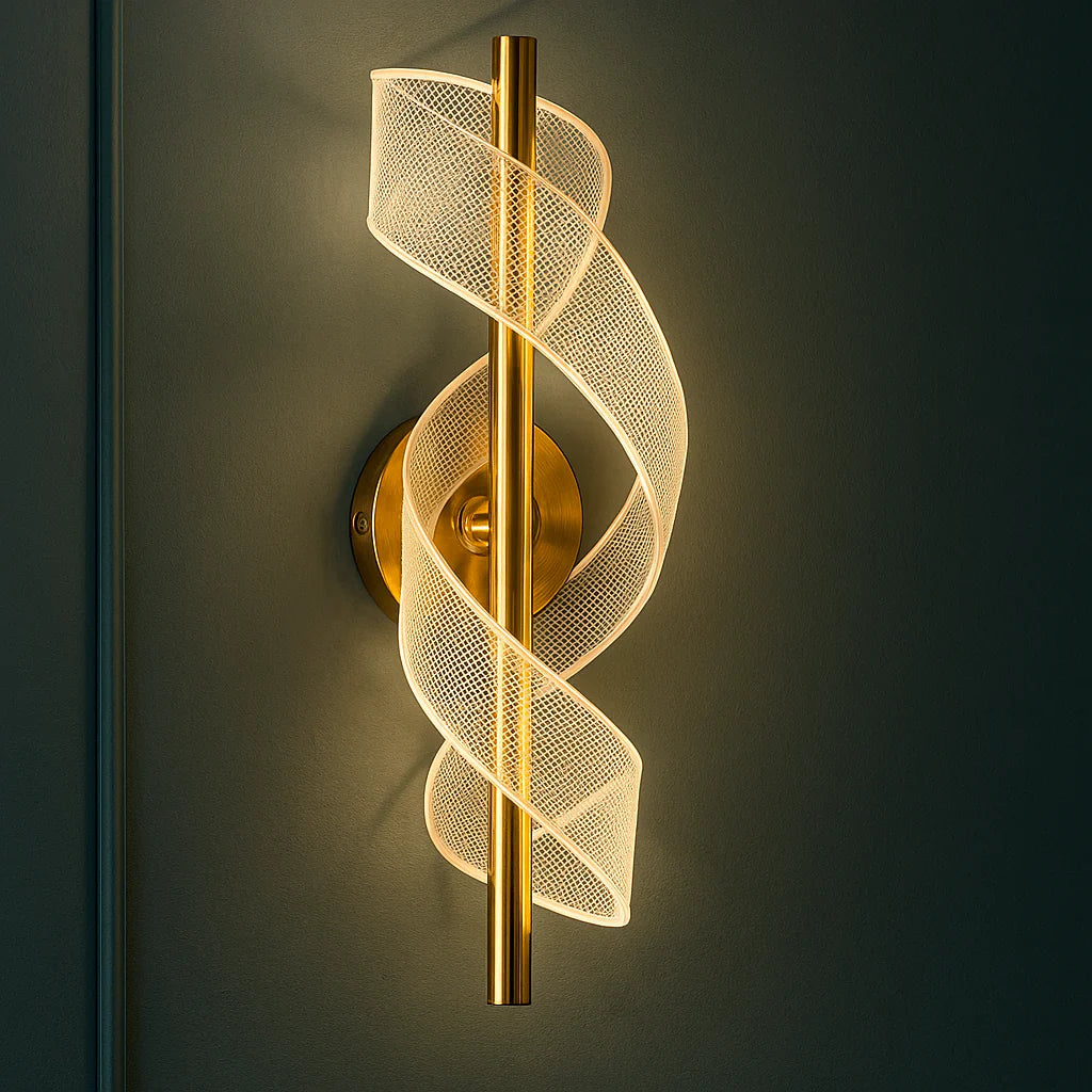 Luxiono Lighting  Spiral  Wavy Curls Line Modern LED Wall Mounted Sconce Light – French Gold