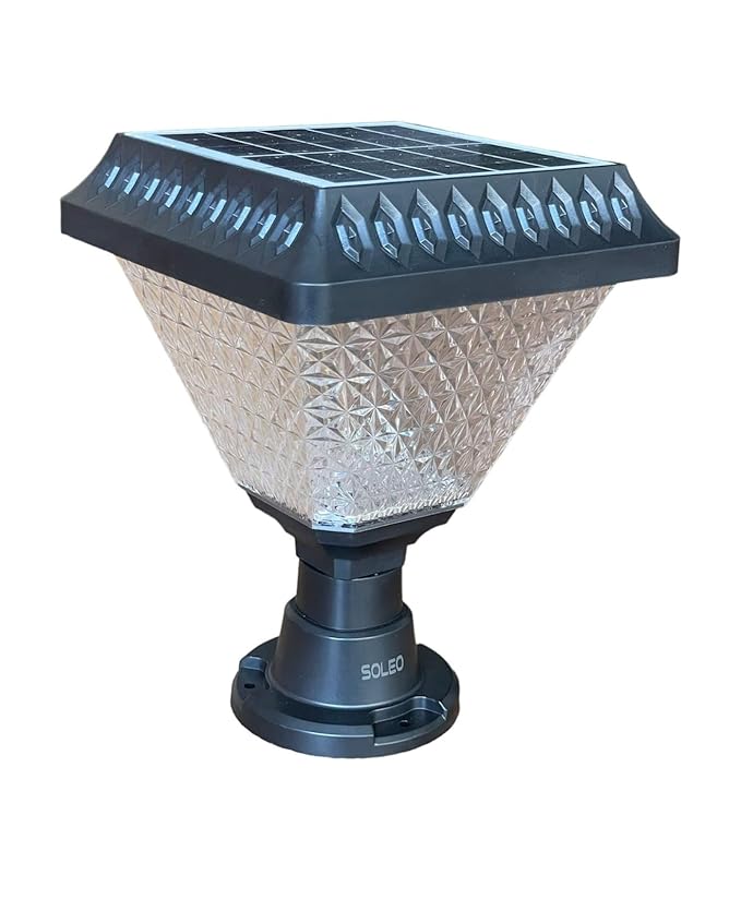 Luxiono Lighting Solar Main Gate Pillar Light - 10W, Multi Color Modes (White, Cool White, Warm, RGB), Remote Control, IP65 Water Resistant, ABS Body - Pathway and Garden Light