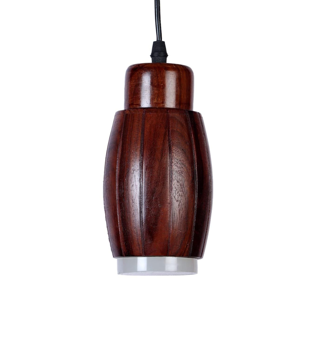 Luxiono Lighting Sheesham Wood Hanging Ceiling Pendant Light | Unique Aesthetic Barrel Design | in-Built 9W Warm White LED | ( Bulb Included )