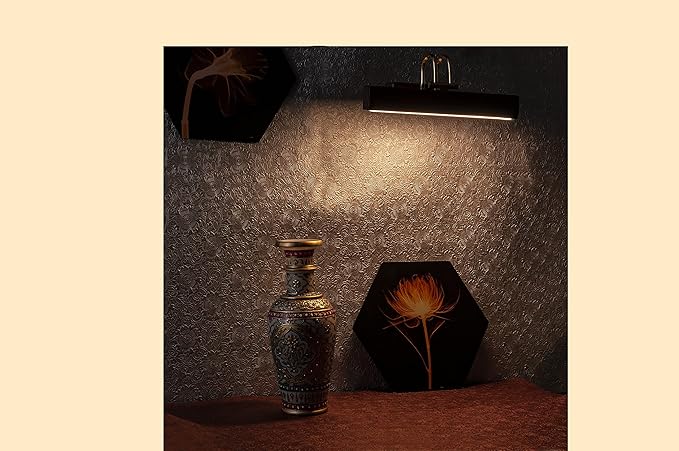 Luxiono Lighting  Sheesham Wood Wall Light/Picture Light/Vanity Light for Mirror, Dressing Table with Adjustable Head, 1 Feet Wide with 9W in-built Warm White LED/Brass Rivets