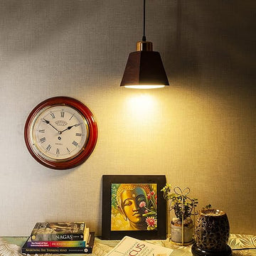 Luxiono Lighting  Sheesham Wood Hanging Jhumar Pendant Ceiling Light | in-Built 10W Warm White LED | Classic Home Decor | Aesthetic and Fancy | Bedroom, Living Room, Kitchen, Dining Room, Hallway