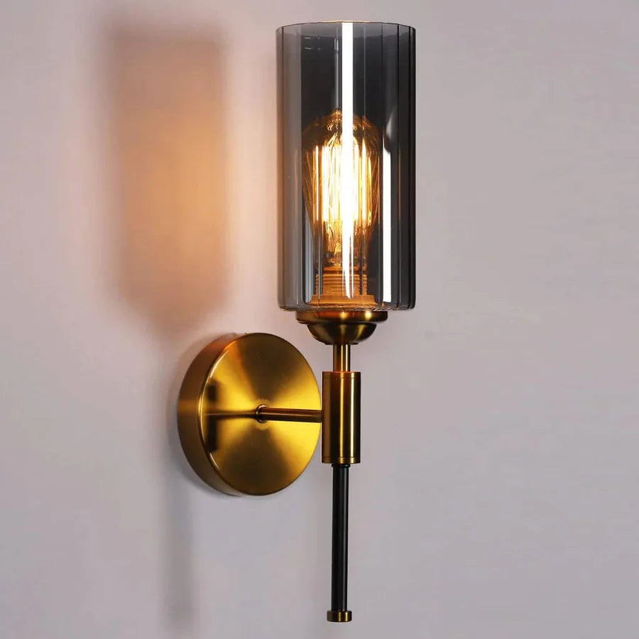 Luxiono Lighting Creative Smoky Glass Black Body LED Light Wall Lamp Lighting Fixture for Living Room Bedroom Bedside Home Decor - Warm White (Bulb Included)