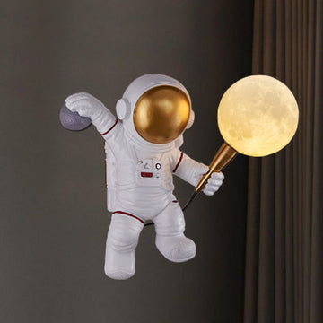 Creative Wall Sconce, Astronaut Style Wall Sconce, Child Resin Cartoon White Wall Mounted Lamp, Wall Lighting for Boy Kids Bedroom Dining Room Bedside Lamp Living Room | Luxiono Lighting