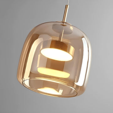 Luxiono Lighting 1 Light LED Glass Amber Gold Pendant Ceiling Light - Warm White