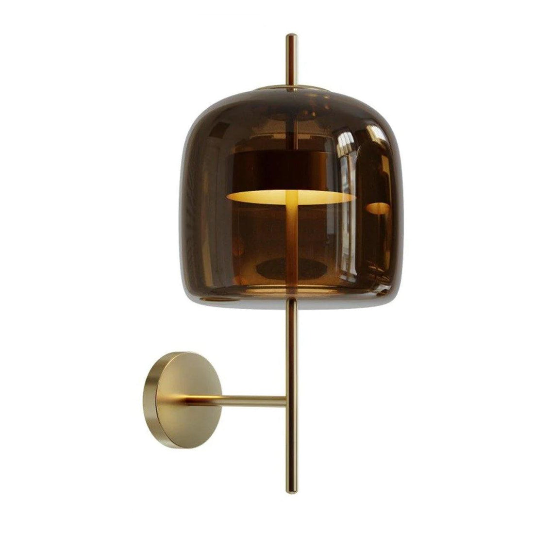 Proudome Clear Glass Holder in Metal Frame with Matt Gold Finish | Retro Wall Light with LED for Bedroom & Living Room Decor – Luxiono Lighting