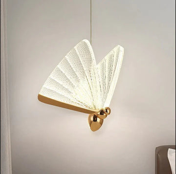 Luxiono Lighting Creative Butterfly Chandelier Lamp Ceiling Light for Cafe Living Room Loft Golden L Natural