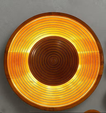 Luxiono Lighting Wooden Highlighter Wall Lamp, Modern Circular Wall Light, Wooden Ring Design – Warm White LED Light for Home Decor, Living Room, Bedroom, Hallway (16 Inch)