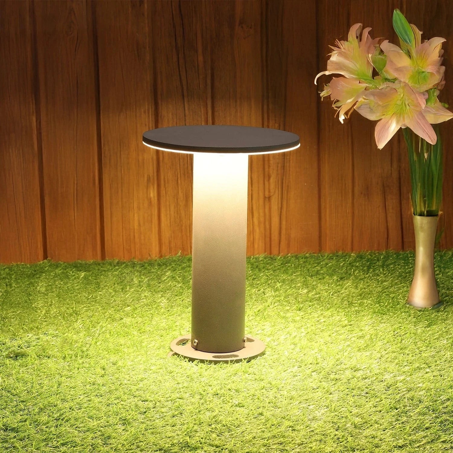 Luxiono Lighting Nordic Circular Outdoor Bollard Light - For Garden, Pathways & Landscape Lighting