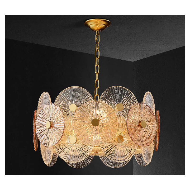 Modern Luxury LED Pendant Lamp – 13-Bulb Amber Glass Chandelier for Living Room, Dining Room & Bedroom – Adjustable Height | Luxiono Lighting