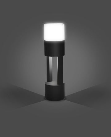 Luxiono Lighting Led Grey Round Acrylic Cage Body Bollard Outdoor Garden Park Driveway Light - Warm White